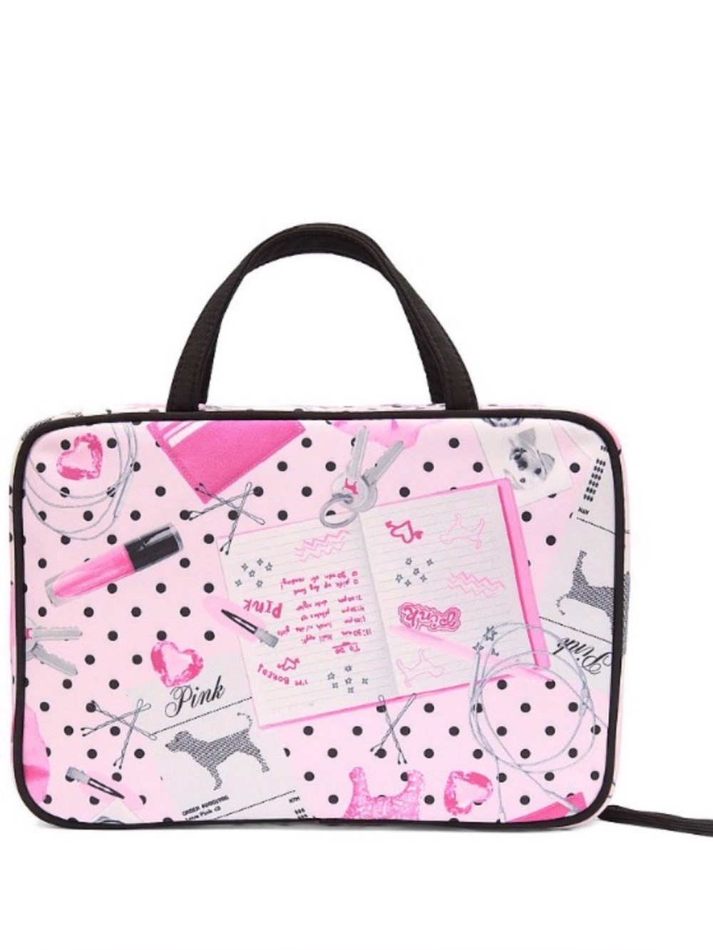 New VS Pink Travel Carry Bag for Women - Stylish Polka Dot Design